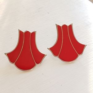 Vintage Red Enamel Art Deco Style Earrings